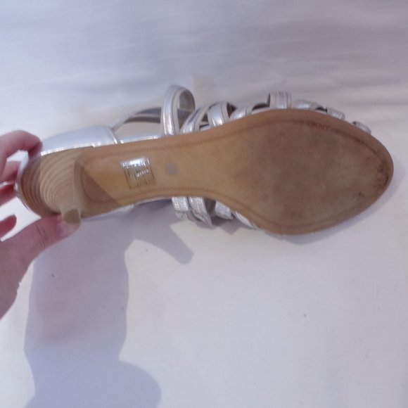 DKNY "Ellen" Silver Strappy Back Entry Heel- Sz. 8.5 - Picture 6 of 6